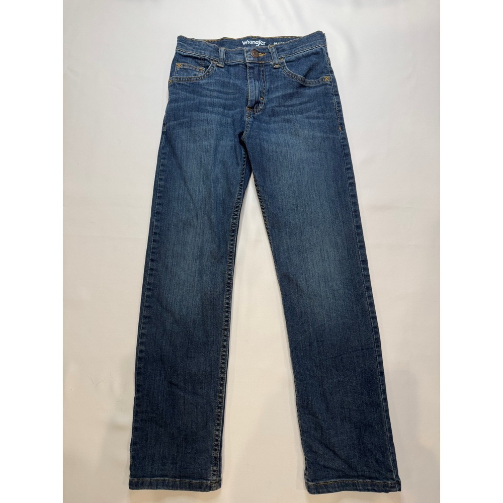 Wrangler Classic Straight Jeans Kids Size 10 Blue Excellent Adjustable Waist